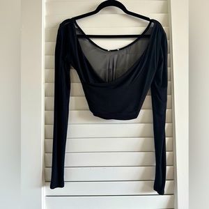 Mesh Back Long Sleeve Crop Top